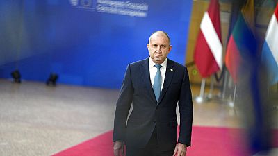 Bulgaria's President Rumen Radev arrives for an EU summit at the European Council building in Brussels on Thursday, Feb. 9, 2023.