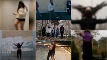 Imágenes de mujeres bailando como muestra de apoyo a las detenidas, con la imagen borrosa para no ser reconocidas