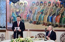 El presidente chino, Xi Jinping, y el ruso, Vladímir Putin, en Moscú, Rusia
