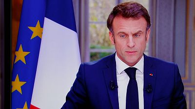 Le président français Emmanuel Macron, lors de son intervention le 22 mars 2023.
