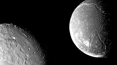 Uranus's moons Miranda (left) and Ariel (right) could have sub-surface oceans scientists believe