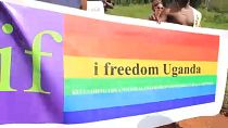 'i freedom Uganda' banner.