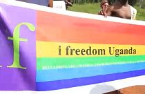 'i freedom Uganda' banner.
