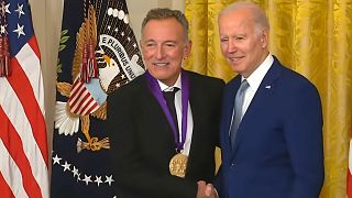 President Biden giving Bruce Springsteen the National Medal of Arts