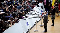 Le chancelier allemand, Olaf Scholz, a son arrivée au sommet européen