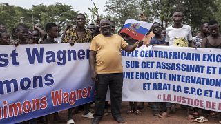Nearly 200 demonstrators in Bangui  in support of China and Russia