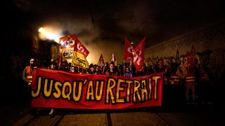 Französische Bahnmitarbeiter streiken in Lyon gegen die Renetenreform