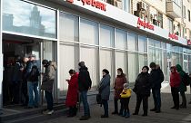 صف مشتریان بانکی در مسکو