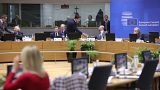 Председатель Саммита ЕС Шарль Мишель и его участники в зале заседаний