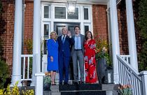 استقبال الرئيس الأميركي مع زوجته  جيل بايدن في مقر إقامة ترودو في أوتاوا، كندا 23 مارس 2023
