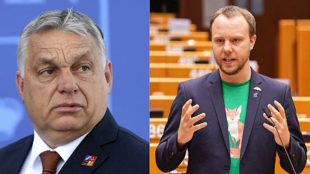 Hungarian Prime Minister Viktor Orbán (left) is at the centre of one of the strangest rap battles ever - initiated by German MEP Daniel Freund (right)