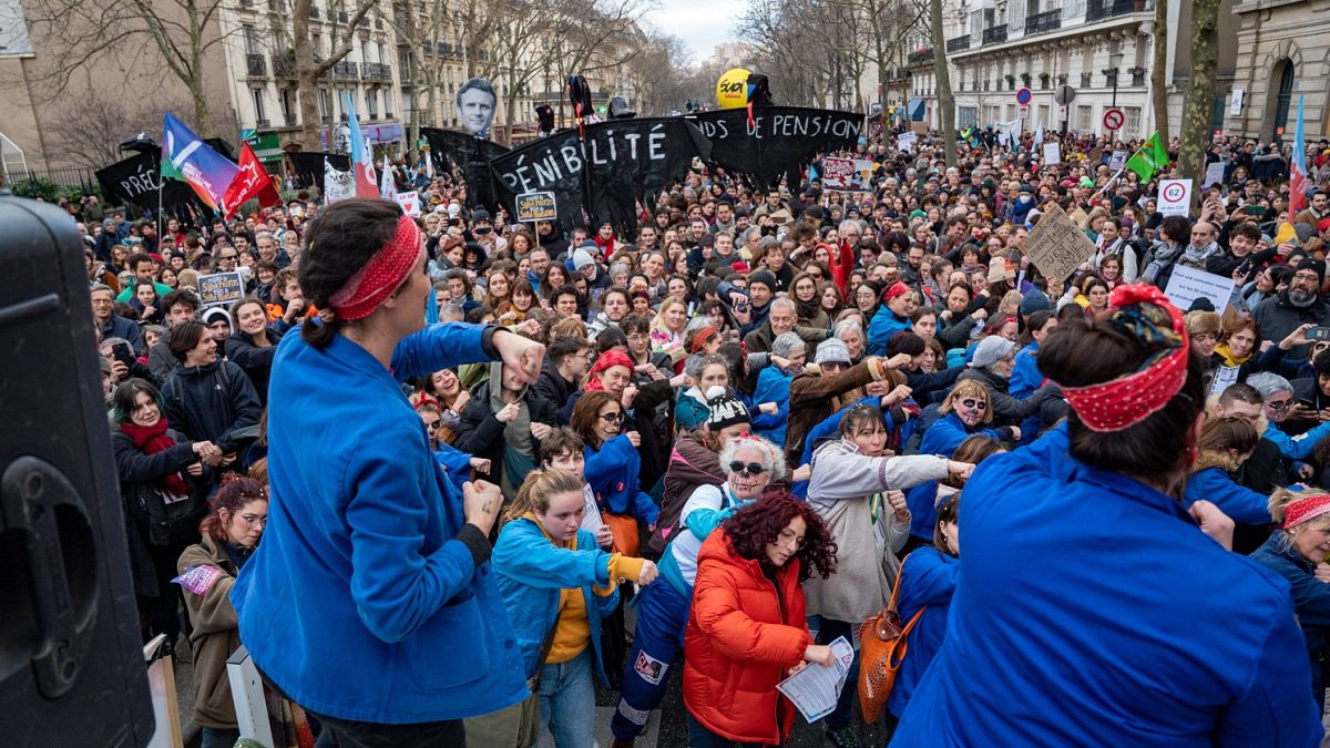 The Rosies during a protest against France's proposed pension reforms.