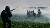French police and environmental activists fought violent pitched battles around a giant agricultural irrigation reservoir in western France, March 25, 2023