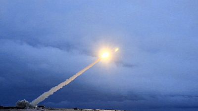 the launch of what President Vladimir Putin said is Russia's new nuclear-powered intercontinental cruise missile on Thursday, March 1, 2018.