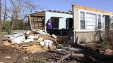 Una pila de escombros, tras una tormenta la noche anterior en Amory, Mississippi, el sábado 25 de marzo de 2023.