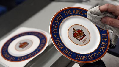 A china plate with 'God save the King' imprinted on it.