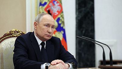 Vladimir Poutine lors d'une réunion au Kremlin (Moscou), le 25 mars 2023.