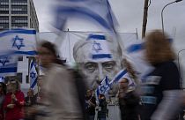 Manifestation à Tel-Aviv, Israël, le 25 mars 2023, contre la réforme judiciaire portée par le Premier ministre Netanyahou