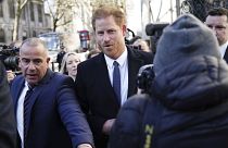 Britain's Prince Harry arriving at the Royal Courts Of Justice, in London on Monday. 