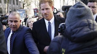 Britain's Prince Harry arriving at the Royal Courts Of Justice, in London on Monday. 