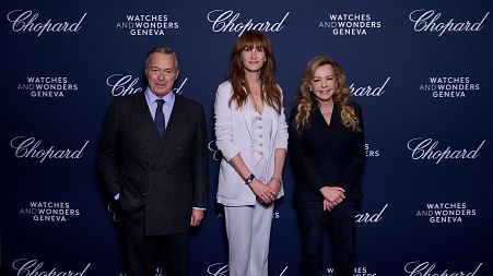 Julia Roberts with Chopard co-presidents Karl-Friedrich & Caroline Scheufele at Watches and Wonders.