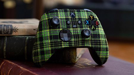 A tartan Xbox controller, made for the 20th anniversary of the console’s launch in Scotland
