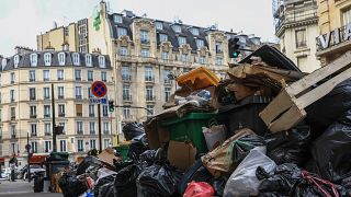 Горы мусора лежат по всему Парижу, включая центр, после 3-недельной забастовки столичных мусорщиков.