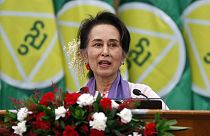 Myanmars inhaftierte Regierungschefin Aung San Suu Kyi, die seit ihrer Verurteilung im Gefängnis ist