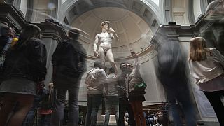Michelangelo's "David statue" in the Accademia Gallery in Florence