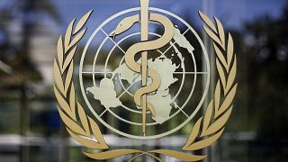 شعار منظمة الصحة العالمية في جنيف - سويسرا. 2009/06/11