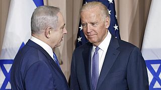 İsrail Başbakanı Netanyahu ve ABD Başkanı Biden (sağda)