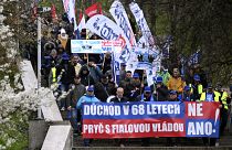 Manifestantes percorreram as ruas de Praga