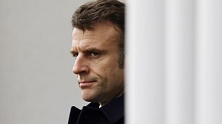 French President Emmanuel Macron attends a ceremony in tribute to French GIGN gendarme Marechal des Logis-Chef Arnaud Blanc -