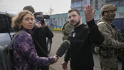 Volodymyr Zelenskyy em entrevista à agência Associated Press