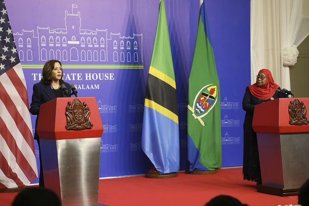 Harris hails Tanzania first female president as a "champion" of democracy