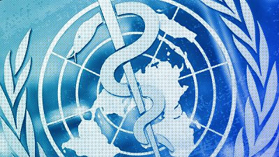 The logo of the World Health Organisation is seen at the WHO headquarters in Geneva, 2009
