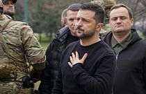 Volodimir Zelenszkij Zaporizzsjában 2023. március 27-én