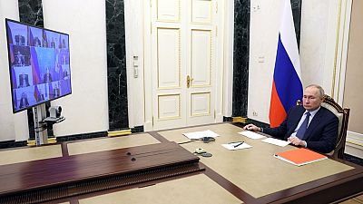 Wladimir Putin informiert den Nationalen Sicherheitsrat per Video am 31. März 2023
