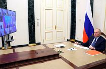 پوتین در جلسه شورای امنیت روسیه برای تصویب سند جدید راهبرد سیاست خارجی به تاریخ ۳۱ مارس ۲۰۲۳.
