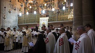 قداس عيد الفصح في كنيسة القيامة بالبلدة القديمة، القدس، 1 أبريل 2018