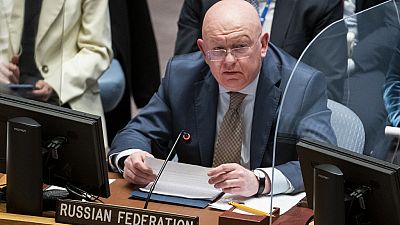Vassily Nebenzia, representante permanente de Rusia ante las Naciones Unidas, habla durante una reunión del Consejo de Seguridad de la ONU, 29 de marzo de 2022.