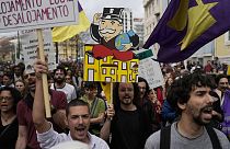Στιγμιότυπο από την διαδήλωση στη Λισαβώνα