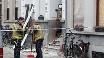 مكان وقوع الانفجار الذي هز وسط مدينة أنتويرب البلجيكية فجر الأحد 2 أبريل نيسان 2023