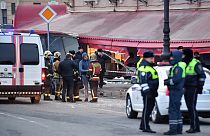 La café de Saint-P¨étersbourg où a eu lieu l'explosion.