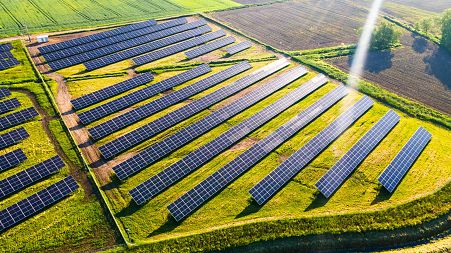 Solar enegry farm in Field, US.