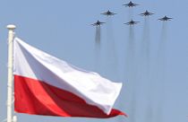 Lengyel MiG-29-esek egy varsói katonai parádén 2015-ben