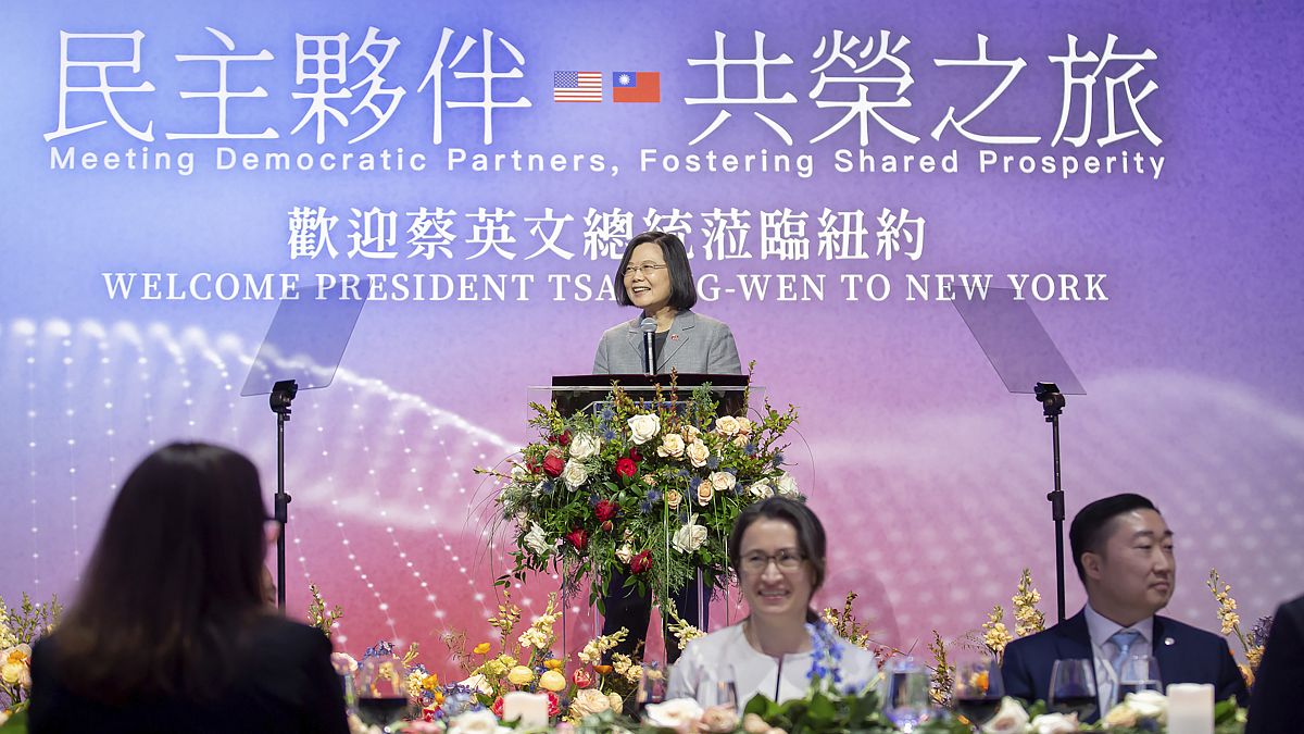 رئيسة تايوان تساي إنغ وين، خلال زيارتها لنيويورك، الولايات المتحدة الأمريكية، الخميس 30 مارس 2023.