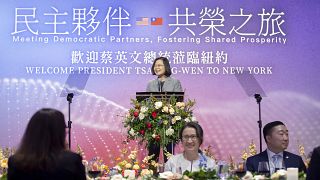 رئيسة تايوان تساي إنغ وين، خلال زيارتها لنيويورك، الولايات المتحدة الأمريكية، الخميس 30 مارس 2023.