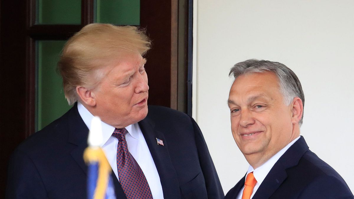 رئیس جمهور دونالد ترامپ از ویکتور اوربان نخست وزیر مجارستان در ۱۳ می ۲۰۱۹ در واشنگتن در کاخ سفید استقبال کرد