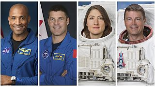 De gauche à droite, les astronautes Victor Glover, Jeremy Hansen, Christina Koch et Reid Wiseman.